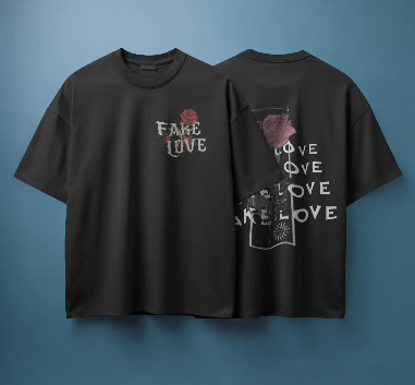 Fake Love Drop Shoulder T-Shirt – Oversized Streetwear Tee for Men & Women